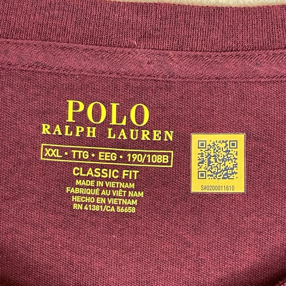 Polo Ralph Lauren T Shirt Mens XXL Burgundy Classic Fit‎ Jersey Long Sleeve Tee - Picture 3 of 13